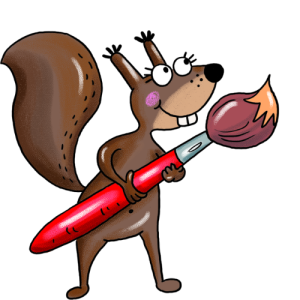 Nutty-1 veverička Nutty so štetcom